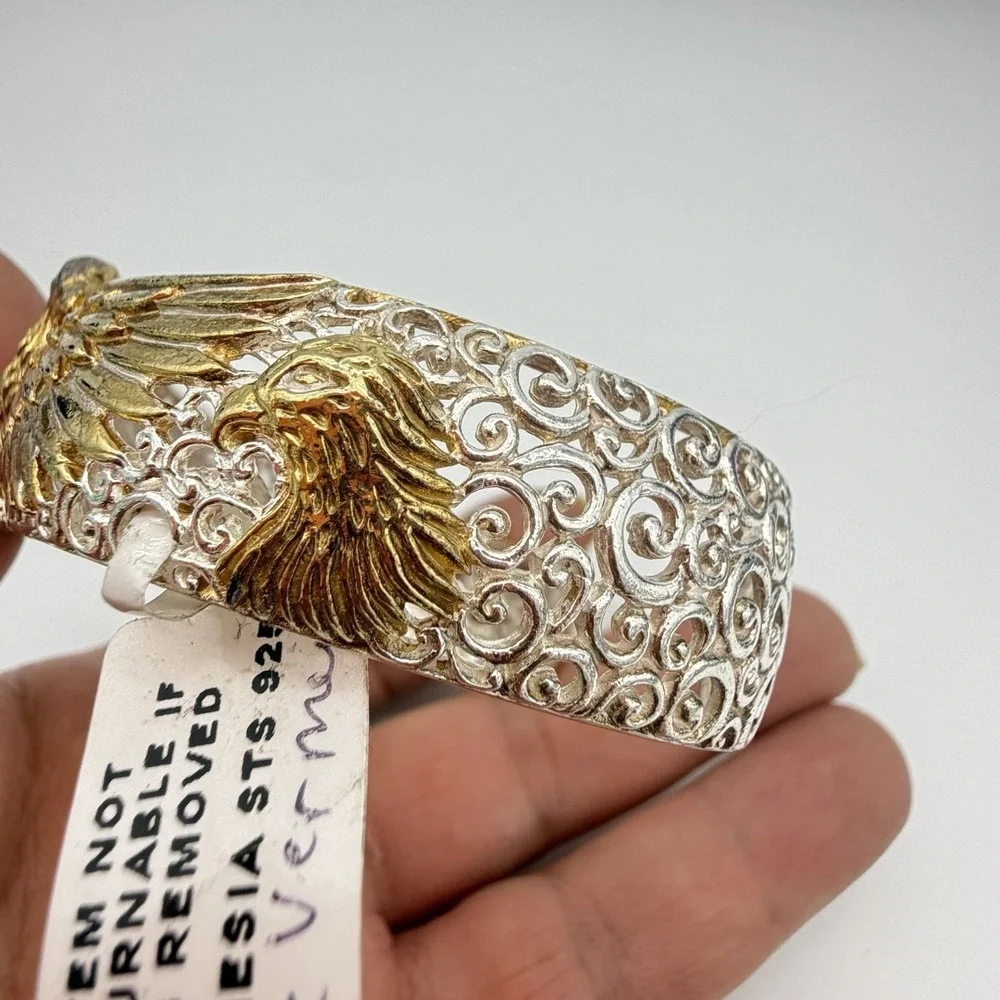 Bali Legacy Sterling Silver Eagle Cuff Bracelet 22K Gold‎ Vermeil